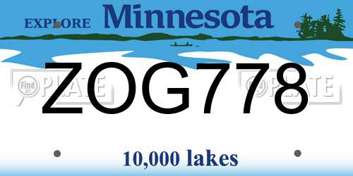 ZOG778 Minnesota License Plate