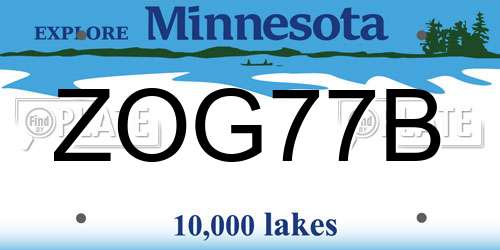 ZOG77B Minnesota License Plate