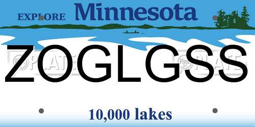 ZOGLGSS Minnesota License Plate