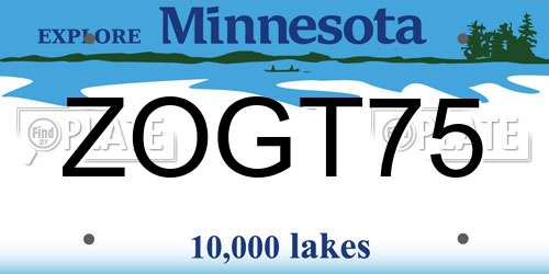 ZOGT75 Minnesota License Plate
