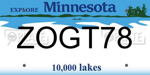 ZOGT78 Minnesota License Plate