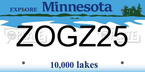 ZOGZ25 Minnesota License Plate