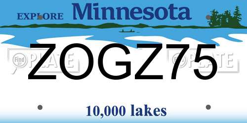 ZOGZ75 Minnesota License Plate
