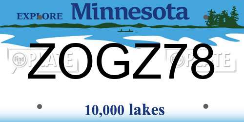 ZOGZ78 Minnesota License Plate