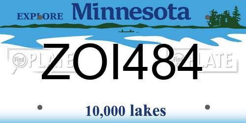ZOI484 Minnesota License Plate