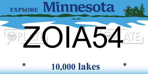 ZOIA54 Minnesota License Plate
