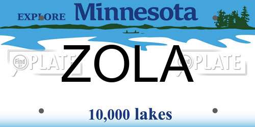 ZOLA Minnesota License Plate