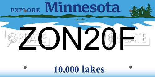 ZON20F Minnesota License Plate