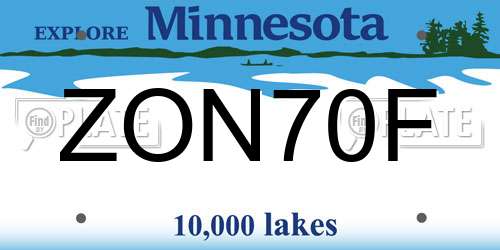 ZON70F Minnesota License Plate
