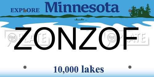 ZONZOF Minnesota License Plate