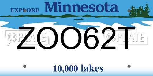 ZOO62T Minnesota License Plate
