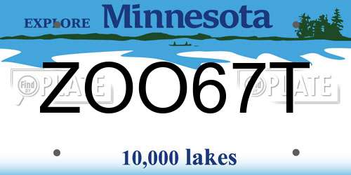 ZOO67T Minnesota License Plate