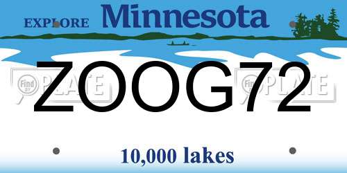 ZOOG72 Minnesota License Plate