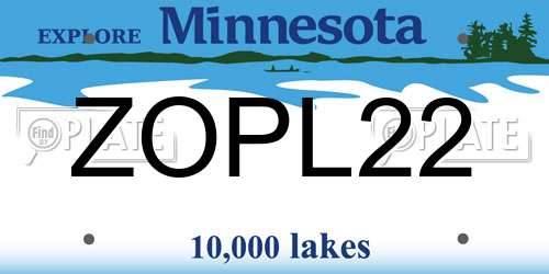 ZOPL22 Minnesota License Plate