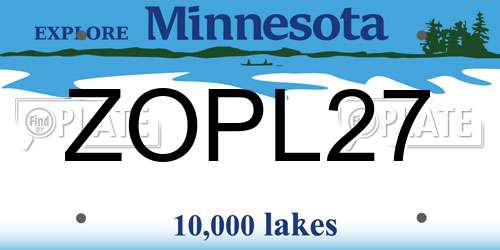 ZOPL27 Minnesota License Plate