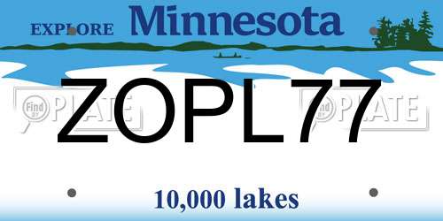 ZOPL77 Minnesota License Plate