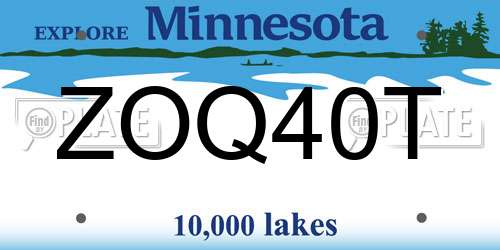 ZOQ40T Minnesota License Plate