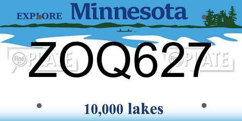 ZOQ627 Minnesota License Plate
