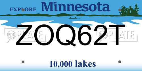 ZOQ62T Minnesota License Plate