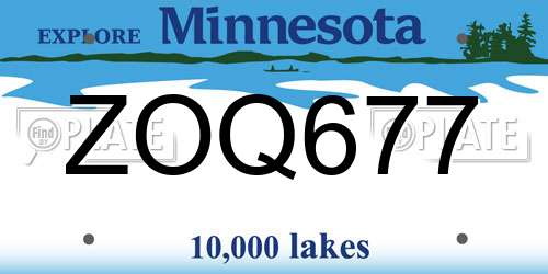 ZOQ677 Minnesota License Plate