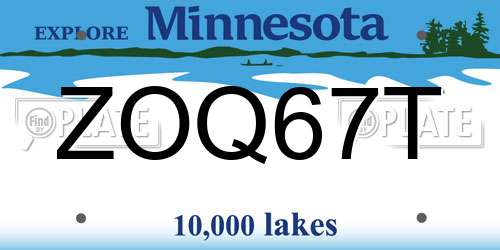 ZOQ67T Minnesota License Plate