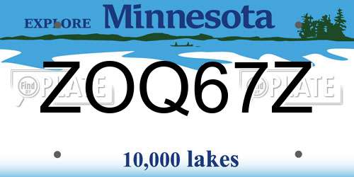 ZOQ67Z Minnesota License Plate