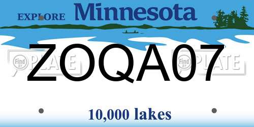 ZOQA07 Minnesota License Plate