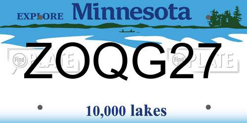 ZOQG27 Minnesota License Plate