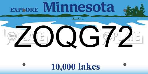 ZOQG72 Minnesota License Plate