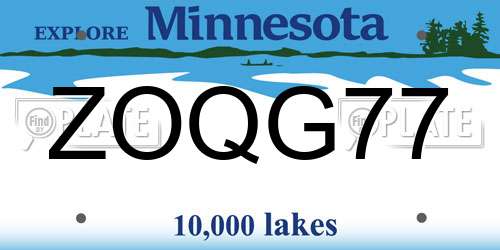 ZOQG77 Minnesota License Plate