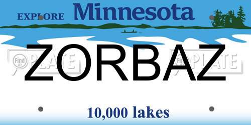 ZORBAZ Minnesota License Plate
