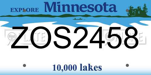 ZOS2458 Minnesota License Plate