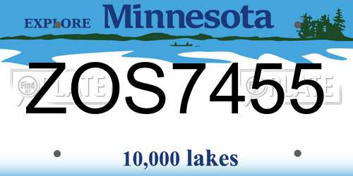 ZOS7455 Minnesota License Plate