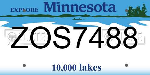 ZOS7488 Minnesota License Plate