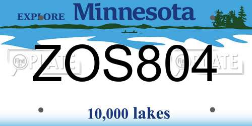 ZOS804 Minnesota License Plate