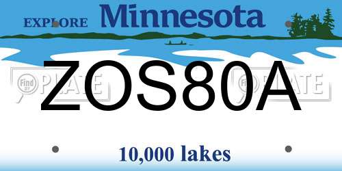 ZOS80A Minnesota License Plate
