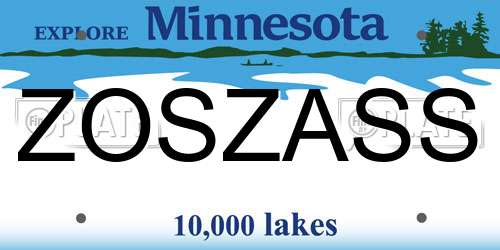 ZOSZASS Minnesota License Plate