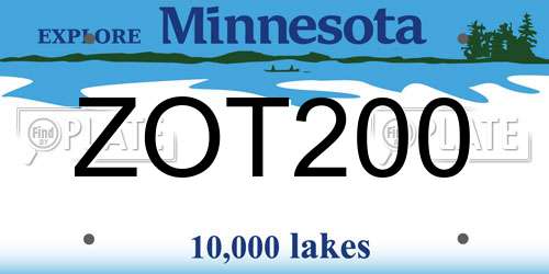 ZOT200 Minnesota License Plate