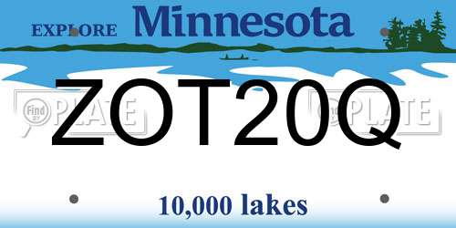 ZOT20Q Minnesota License Plate