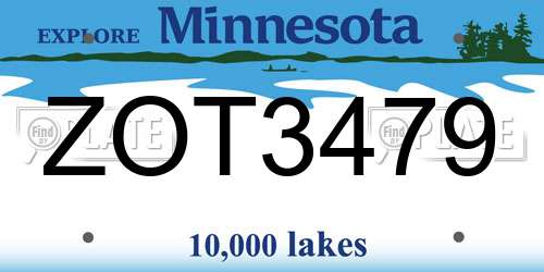 ZOT3479 Minnesota License Plate