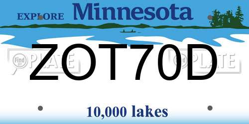 ZOT70D Minnesota License Plate