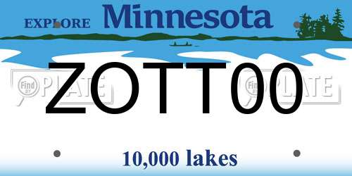 ZOTT00 Minnesota License Plate
