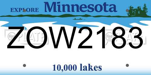 ZOW2183 Minnesota License Plate