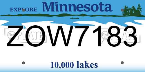 ZOW7183 Minnesota License Plate