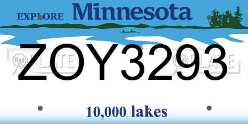 ZOY3293 Minnesota License Plate