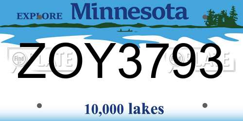 ZOY3793 Minnesota License Plate