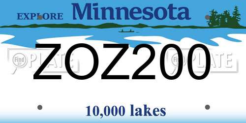 ZOZ200 Minnesota License Plate