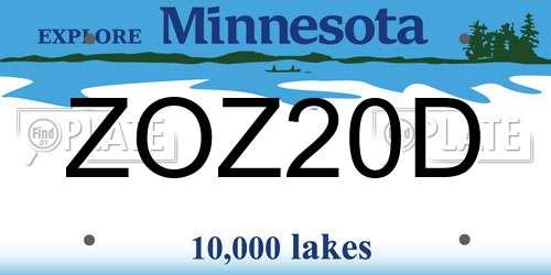 ZOZ20D Minnesota License Plate