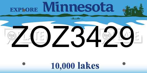 ZOZ3429 Minnesota License Plate