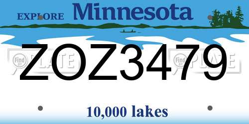 ZOZ3479 Minnesota License Plate